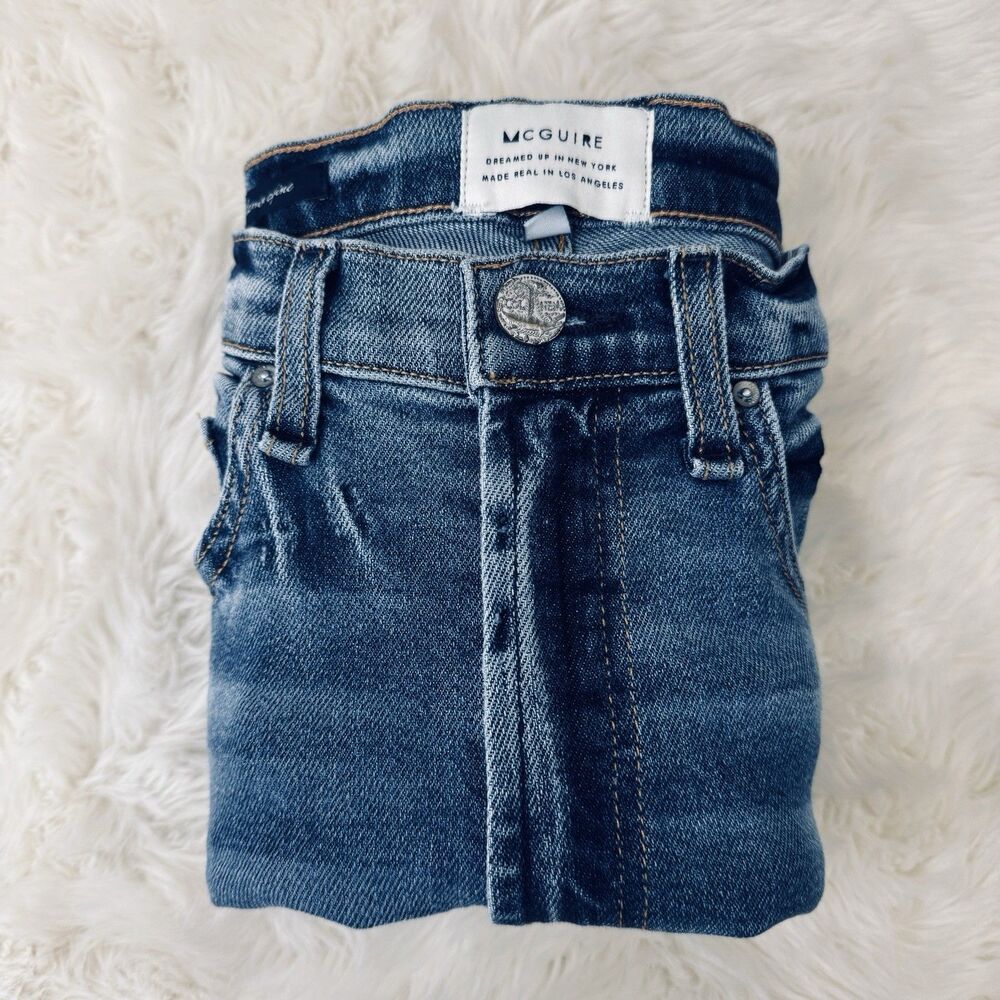 McGuire High Rise Ankle Jeans 29 (29x26) Blue Navy Salmon Stripe Denim Womens - Picture 10 of 11